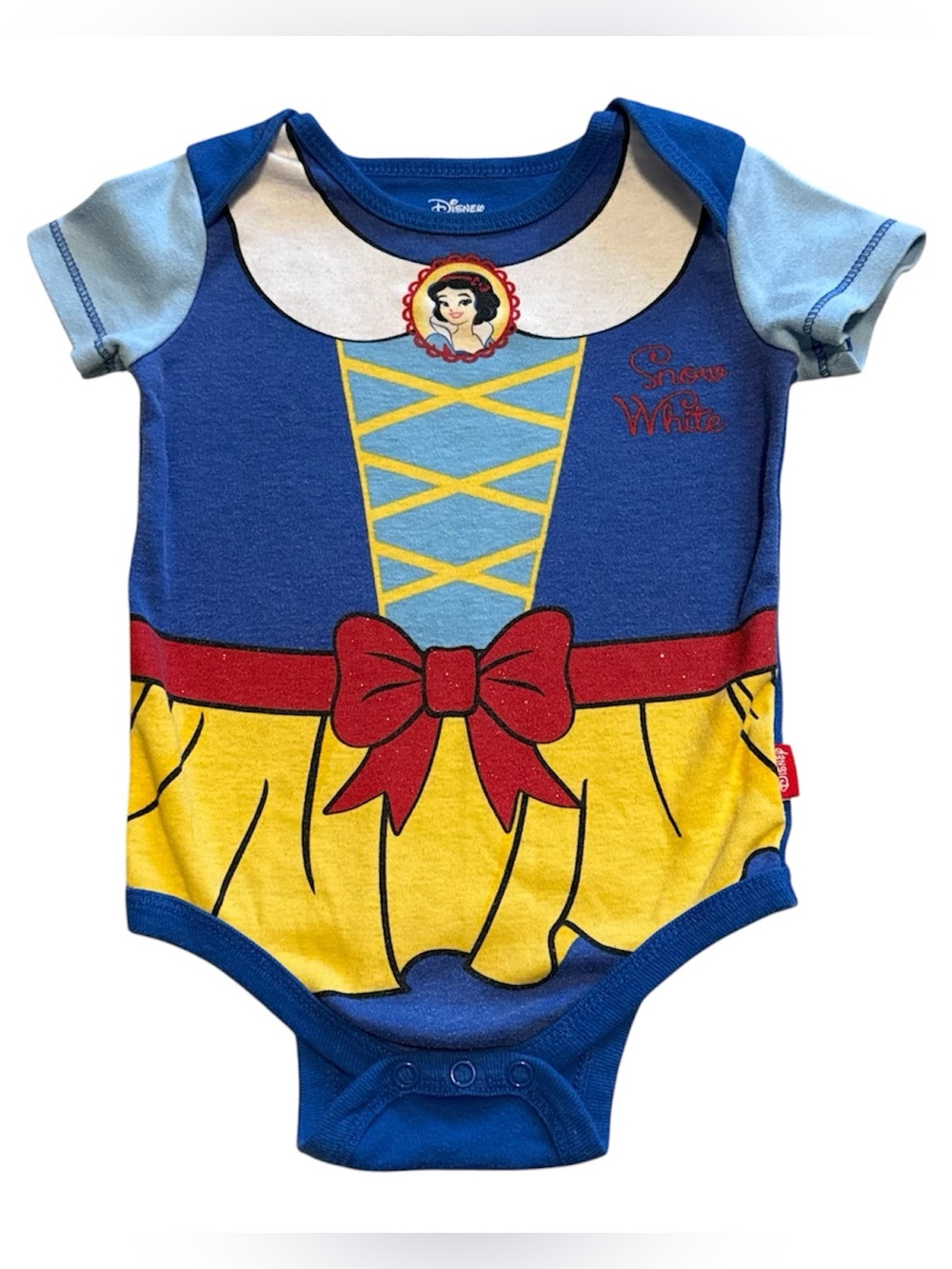 Disney Baby Snow White Costume Bodysuit 12M Blue Yellow Red Outfit